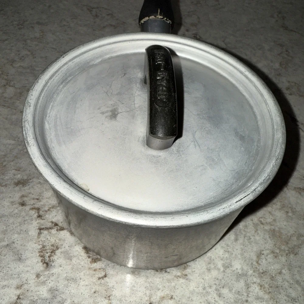 Vintage WEAR-EVER Aluminum Tacuco No. 701  Pot Sauce Pan Lid Long Wood Handle